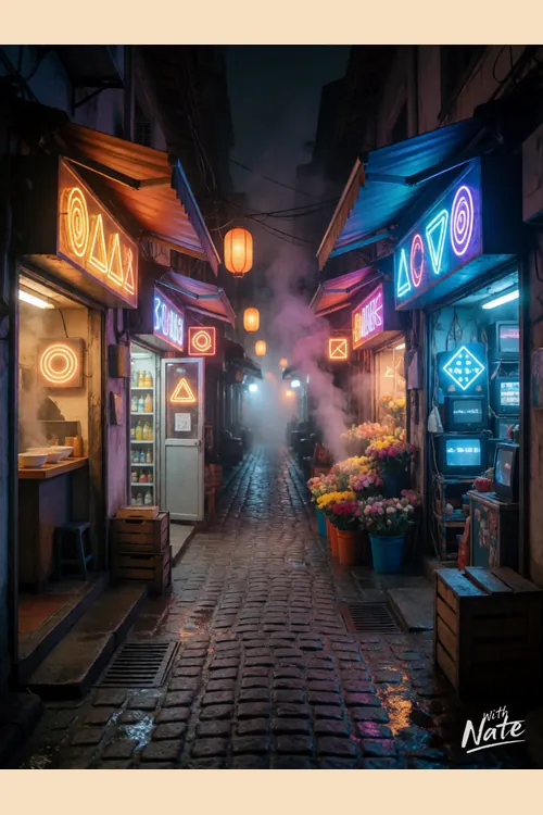 Neon Tokyo Alley art print